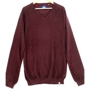 Louis Philippe Mens Brown V-Neck Sweater XL Old Money Vintage Casual